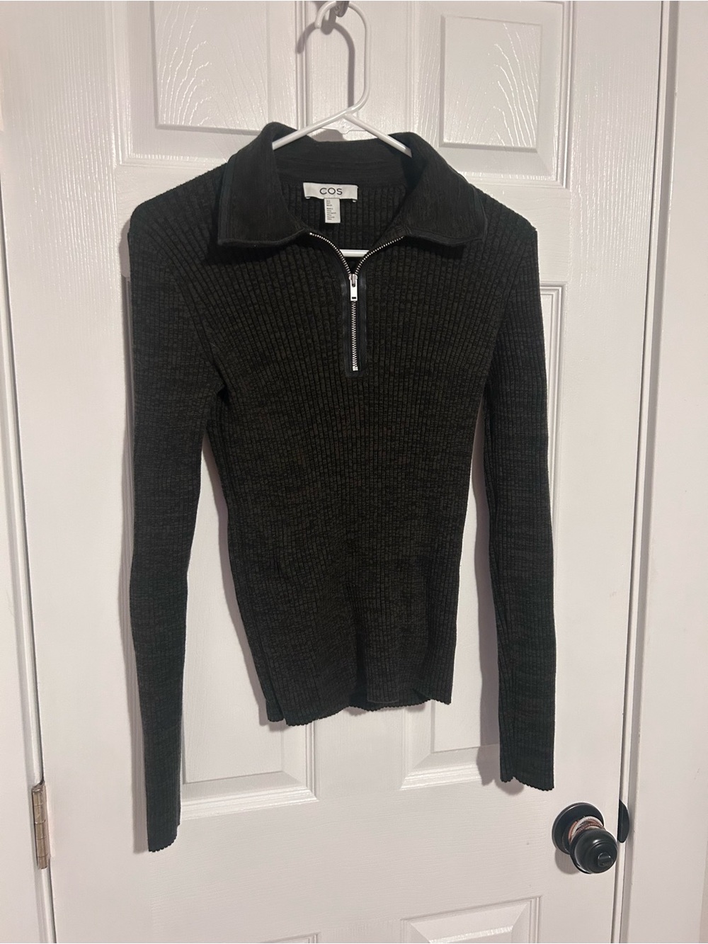 COS Ribbed Long-Sleeve 1/4 Zip Sweater